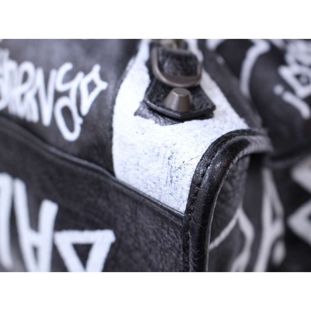 BALENCIAGA Graffiti Classic City leather handbag shoulder bag black strap mirror - Picture 6 of 7